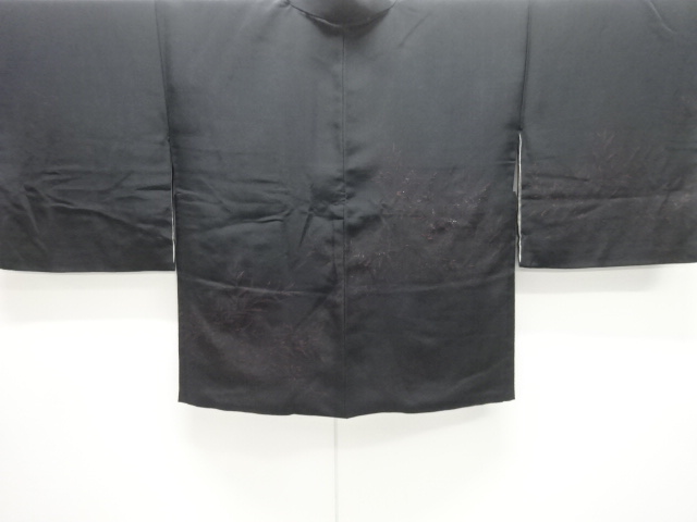 JAPANESE ANTIQUE HAORI / TAISHO ROMAN STYLE / SILK / URUSHI / WOVEN FLORAL PLANTS